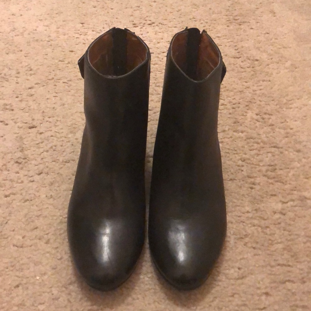 Black leather booties